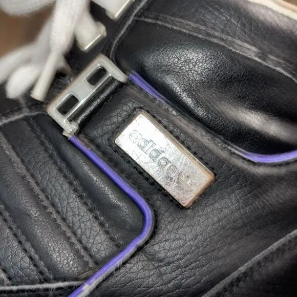 Adidas high top basketball shoes black &amp; purple 2013 mens size 10.