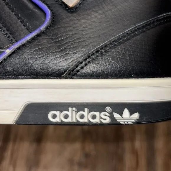 Adidas high top basketball shoes black &amp; purple 2013 mens size 10.
