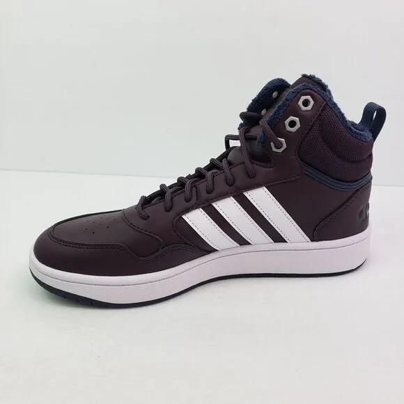 Adidas Hoops 3.0 Mid WTR Womens Sz 9.5 Dark Purple White Basketball Sneaker Shoe