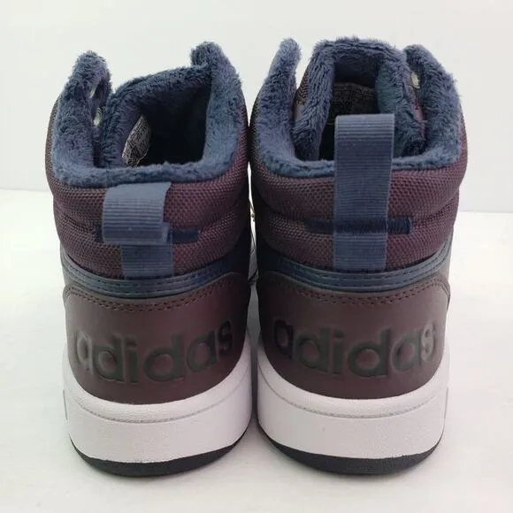 Adidas Hoops 3.0 Mid WTR Womens Sz 9.5 Dark Purple White Basketball Sneaker Shoe
