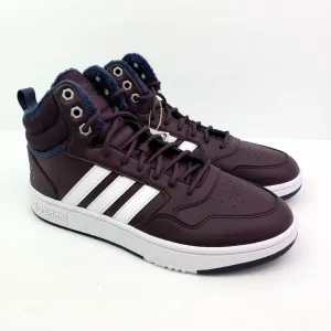 Adidas Hoops 3.0 Mid WTR Womens Sz 9.5 Dark Purple White Basketball Sneaker Shoe