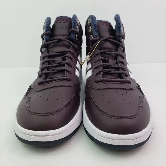 Adidas Hoops 3.0 Mid WTR Womens Sz 9.5 Dark Purple White Basketball Sneaker Shoe