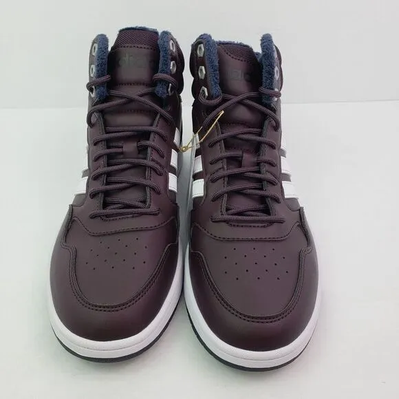 Adidas Hoops 3.0 Mid WTR Womens Sz 9.5 Dark Purple White Basketball Sneaker Shoe