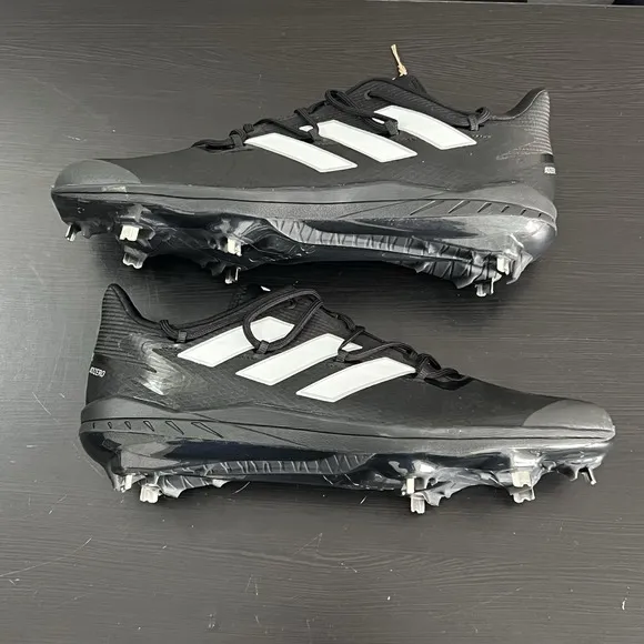 Adidas Icon 7 Baseball Shoes Metal Cleats Black Low Top Mens SIze 14