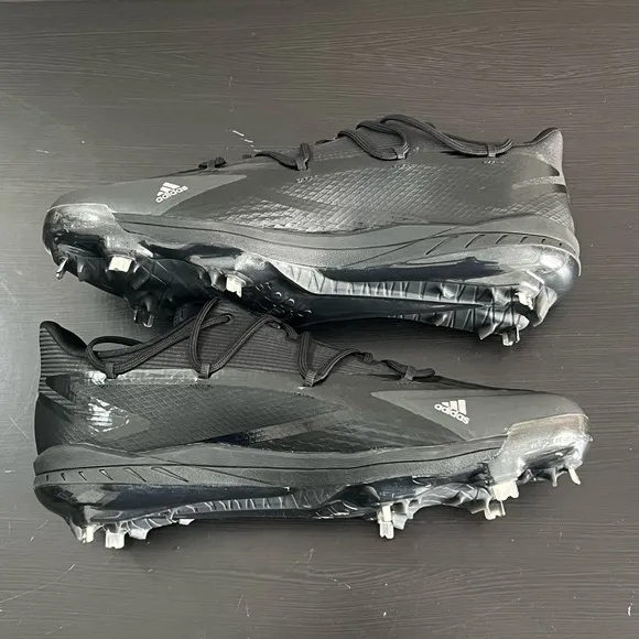 Adidas Icon 7 Baseball Shoes Metal Cleats Black Low Top Mens SIze 14