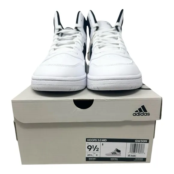 Adidas Men’s Hoops 3.0 Mid GW3019 White/Black Size 9.5