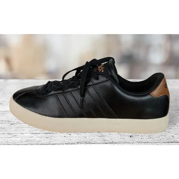 Adidas Mens Neo Comfort Footbed Sneakers Shoes‎ Black Leather Low Top Size 8