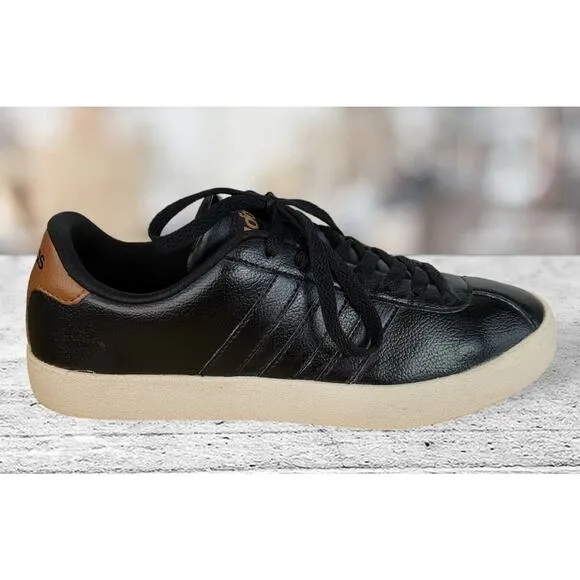 Adidas Mens Neo Comfort Footbed Sneakers Shoes‎ Black Leather Low Top Size 8