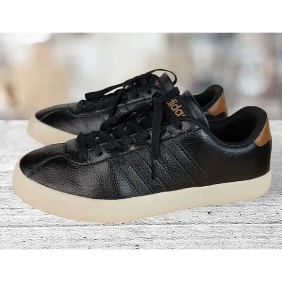 Adidas Mens Neo Comfort Footbed Sneakers Shoes‎ Black Leather Low Top Size 8