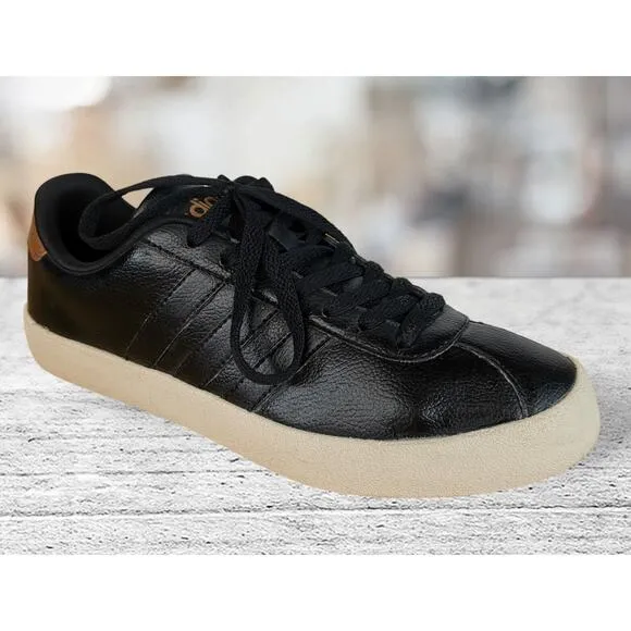 Adidas Mens Neo Comfort Footbed Sneakers Shoes‎ Black Leather Low Top Size 8