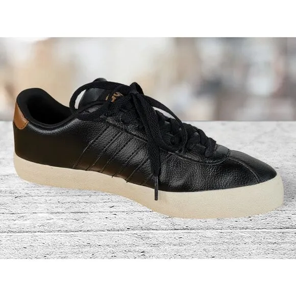 Adidas Mens Neo Comfort Footbed Sneakers Shoes‎ Black Leather Low Top Size 8