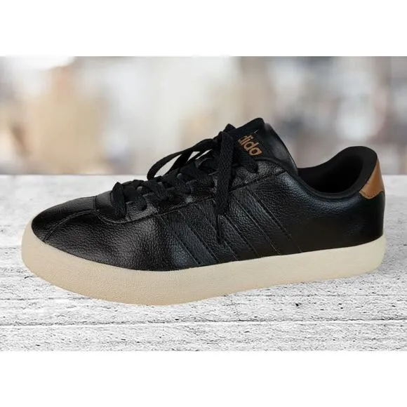 Adidas Mens Neo Comfort Footbed Sneakers Shoes‎ Black Leather Low Top Size 8