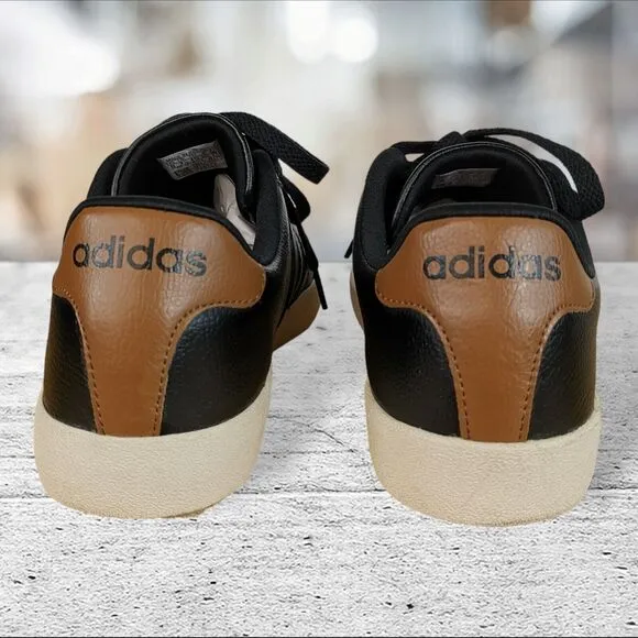 Adidas Mens Neo Comfort Footbed Sneakers Shoes‎ Black Leather Low Top Size 8