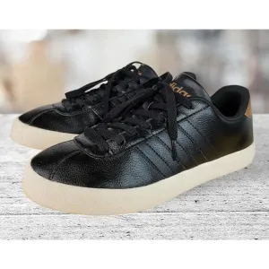 Adidas Mens Neo Comfort Footbed Sneakers Shoes‎ Black Leather Low Top Size 8