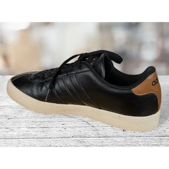 Adidas Mens Neo Comfort Footbed Sneakers Shoes‎ Black Leather Low Top Size 8