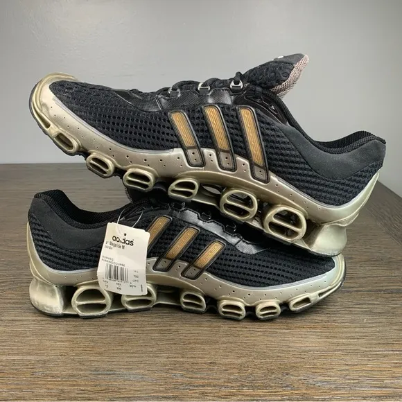 Adidas Men's Size 15 Megaride Black &amp; Gold Running Sneakers 2004
