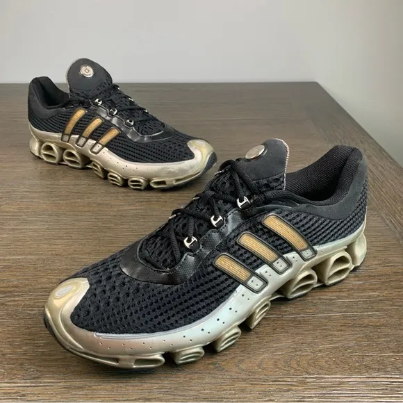 Adidas Men's Size 15 Megaride Black &amp; Gold Running Sneakers 2004
