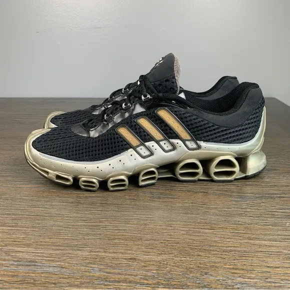 Adidas Men's Size 15 Megaride Black &amp; Gold Running Sneakers 2004