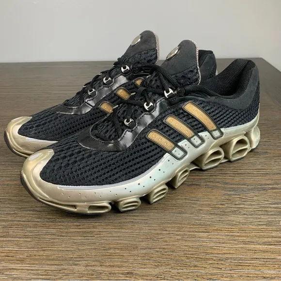 Adidas Men's Size 15 Megaride Black &amp; Gold Running Sneakers 2004