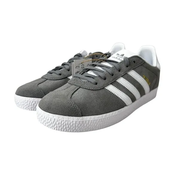 Adidas Originals Gazelle J Grey Three White Shoes FW0716 Youth Sz 3.5-7