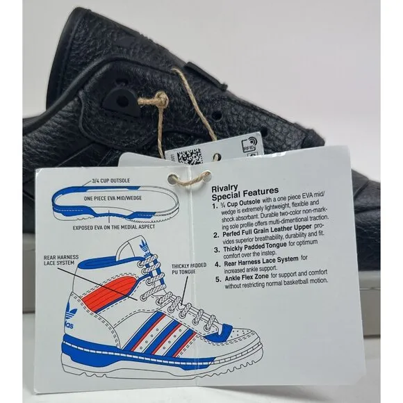Adidas Originals Rivalry Lux Mens 8 Black Basketball Shoes Sneakers Low ID3950