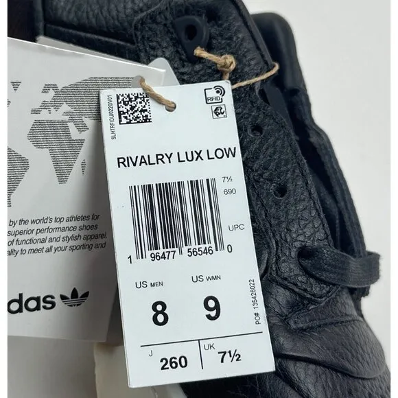 Adidas Originals Rivalry Lux Mens 8 Black Basketball Shoes Sneakers Low ID3950