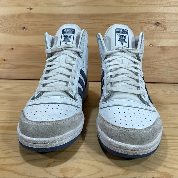 adidas Originals Top Ten Basketball Shoes# FY7095RetroMen's 8White Crew Blue
