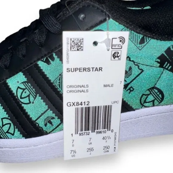 Adidas Original Superstar 'Monogram Logo - Black' GX8412 Men's 7.5