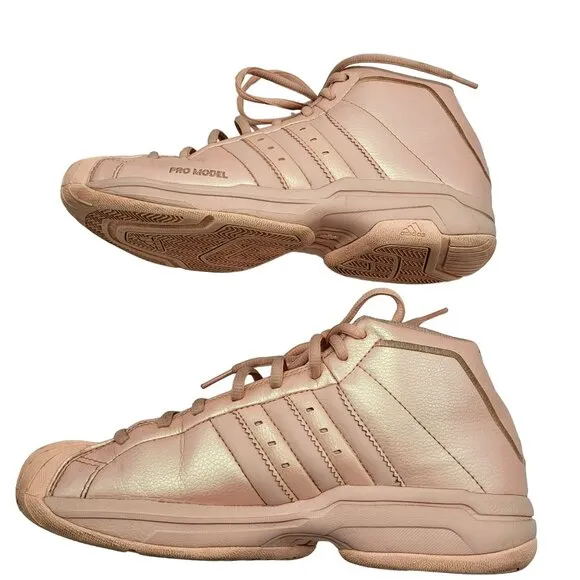 Adidas Pro Model 2G Glow Metallic Pink High Top Basketball Shoes Men's 7.5