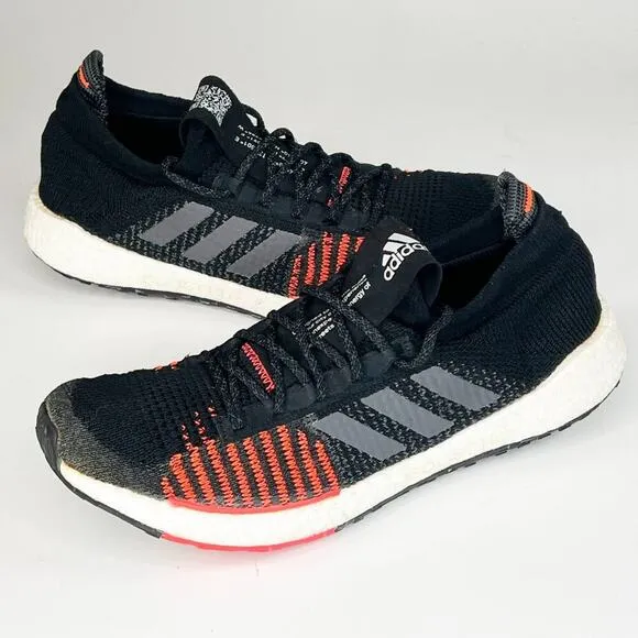 Adidas PulseBoost HD Knit Running Sneakers Shoes Black Solar Orange Men 9.5