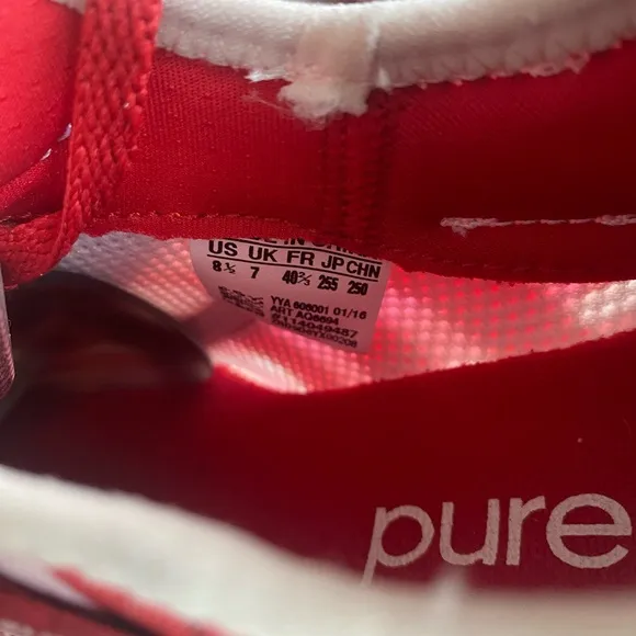 ADIDAS Pure Boost X Power Red Pink White Floral Running Shoes Womens - Size 8.5