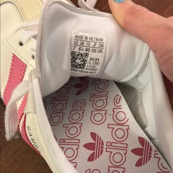 Adidas Samba Cream White and Pink Low-Top Sneakers with Rubber Sole