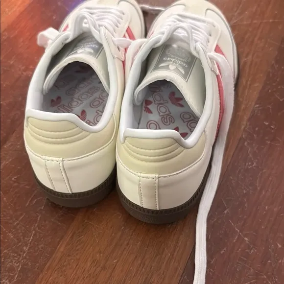 Adidas Samba Cream White and Pink Low-Top Sneakers with Rubber Sole