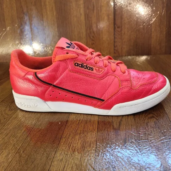 Adidas Shoes Mens 9.5 Original Continental 80s Shock Red Leather Low Top Lace Up