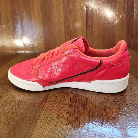 Adidas Shoes Mens 9.5 Original Continental 80s Shock Red Leather Low Top Lace Up