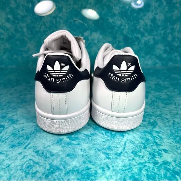 Adidas Stan Smith Core White Navy Leather Low Top Shoes Size 8
