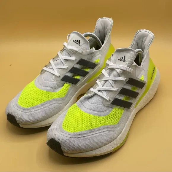 Adidas Ultraboost 21 Solar White Neon Sneakers