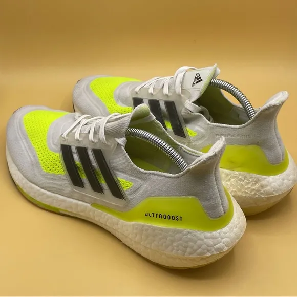 Adidas Ultraboost 21 Solar White Neon Sneakers