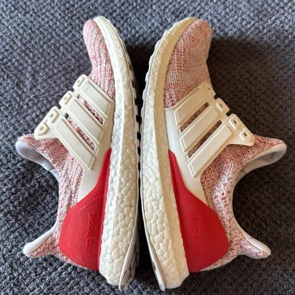 Adidas Ultraboost W Running Shoes Women’s 7.5 Cream Red Knit No Laces DB3209