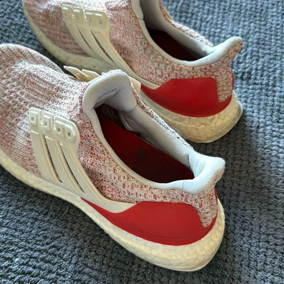 Adidas Ultraboost W Running Shoes Women’s 7.5 Cream Red Knit No Laces DB3209