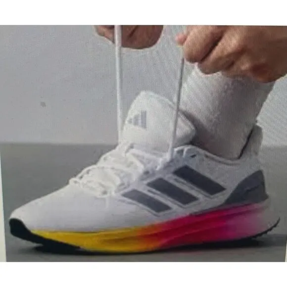 Adidas Ultrarun 5 Running Shoes White/Pink/Yellow US 11.5 Mens Lightweight