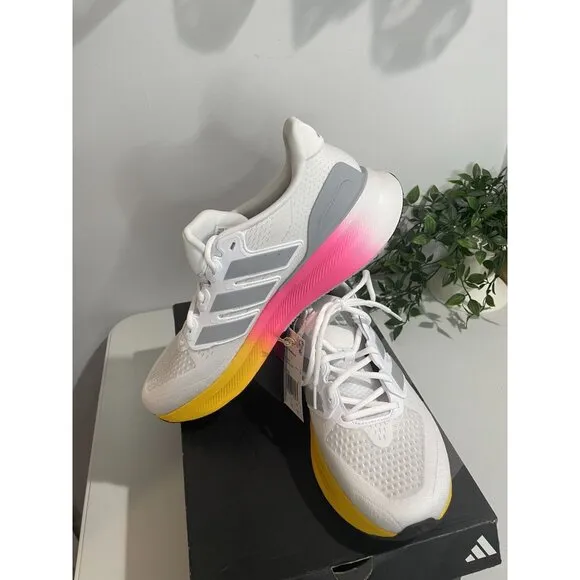 Adidas Ultrarun 5 Running Shoes White/Pink/Yellow US 11.5 Mens Lightweight