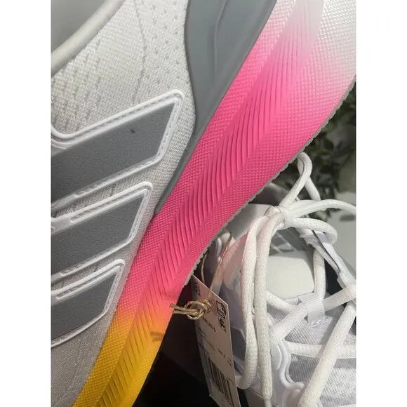 Adidas Ultrarun 5 Running Shoes White/Pink/Yellow US 11.5 Mens Lightweight