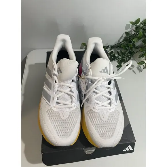 Adidas Ultrarun 5 Running Shoes White/Pink/Yellow US 11.5 Mens Lightweight