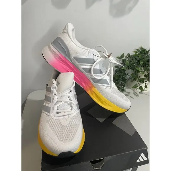 Adidas Ultrarun 5 Running Shoes White/Pink/Yellow US 11.5 Mens Lightweight