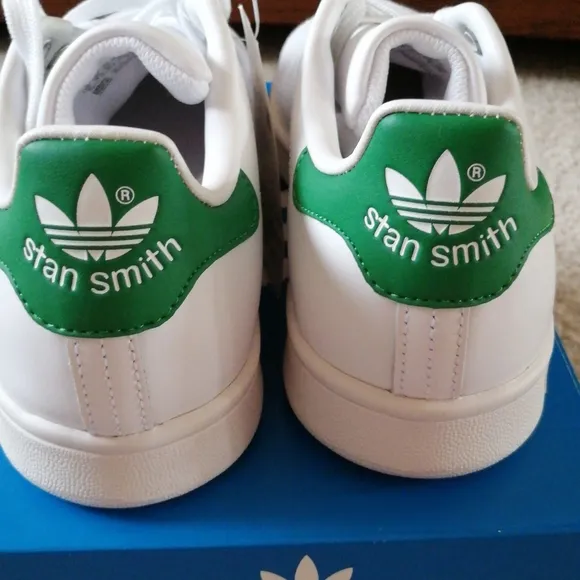 Adidas Womens Stan Smith Shoes-White/Green-NEW
