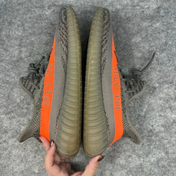 Adidas Yeezy Boost 350 V2 Shoes Mens size 13 Grey Orange‎ zebra stripe Athetic