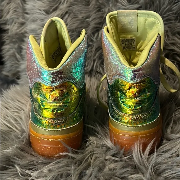 Adidas Yellow Orange High-Top  foil Sneakers( Jeremy Scott