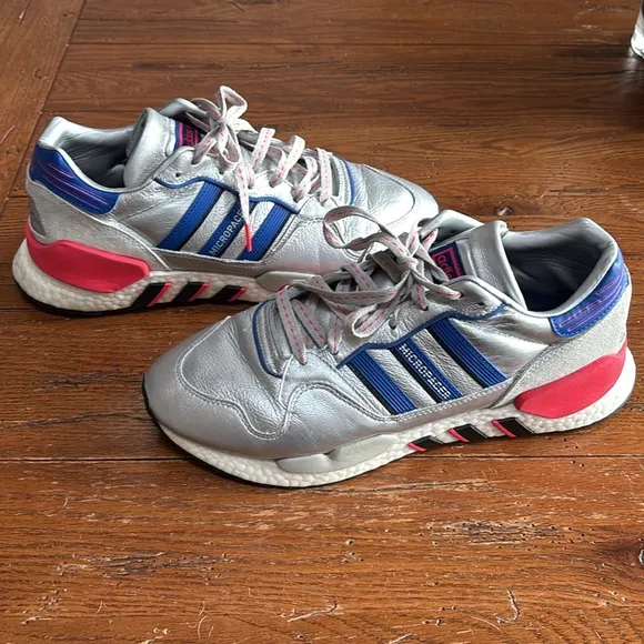 adidas ZX 930 EQT Micropacer Shoes SILVER METALLIC/POWDER BLUE/SHOCK RED Size 11
