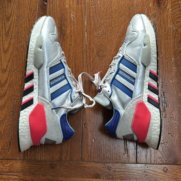adidas ZX 930 EQT Micropacer Shoes SILVER METALLIC/POWDER BLUE/SHOCK RED Size 11